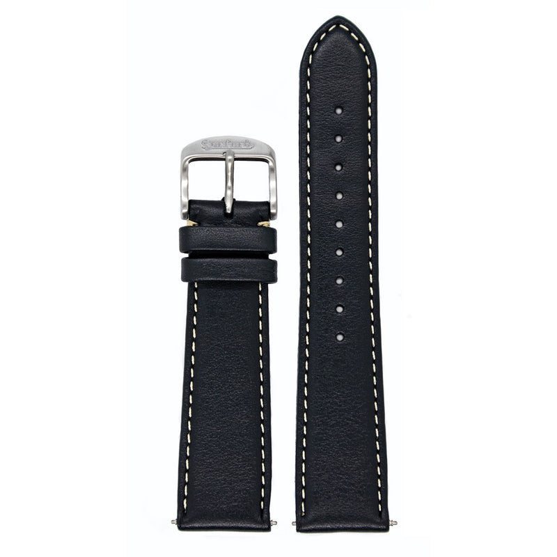 PIONEER 417 ES 39mm Calf Leather Strap (Black without rivets)